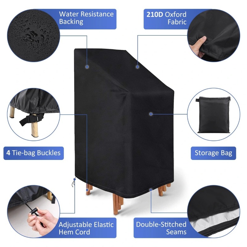 Outdoor Furniture Patio - Housse de protection pour chaise empilable,