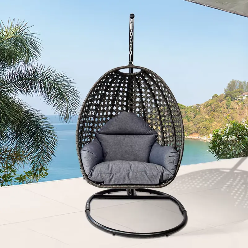 Outdoor Furniture Egg Chair - Fauteuils suspendus en rotin noir en