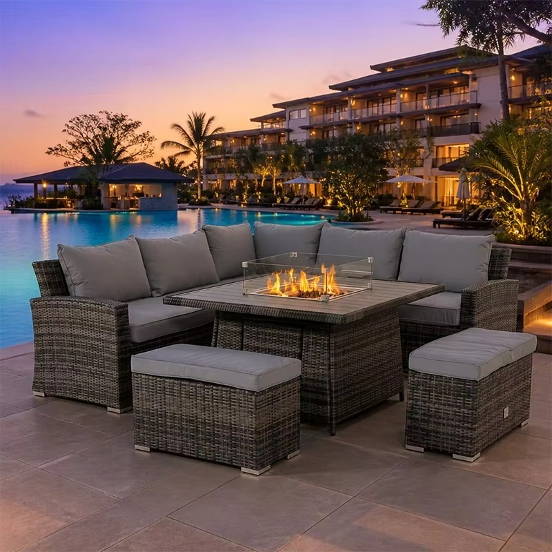 Outdoor Furniture With Fire Pit - Meubles de jardin modernes en rotin