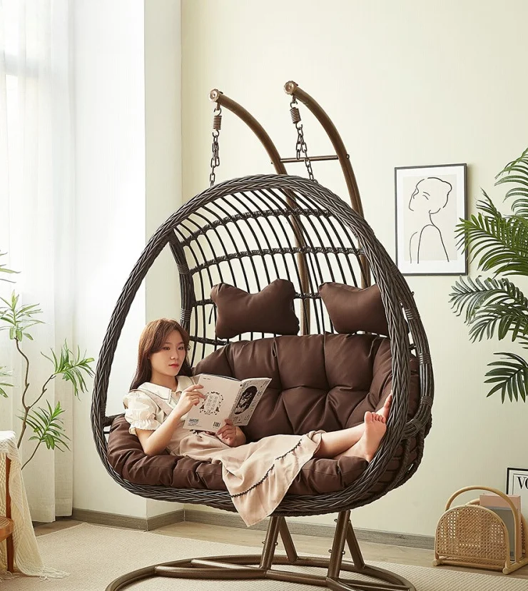 Garden Swing Chair - Fauteuil suspendu en rotin, balancelle d'intérieur,