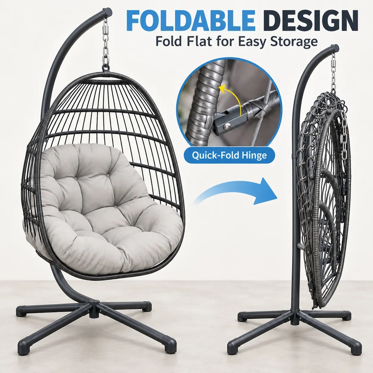 Balançoire de patio avec suppo - Outdoor Furniture Egg Chair avis et prix