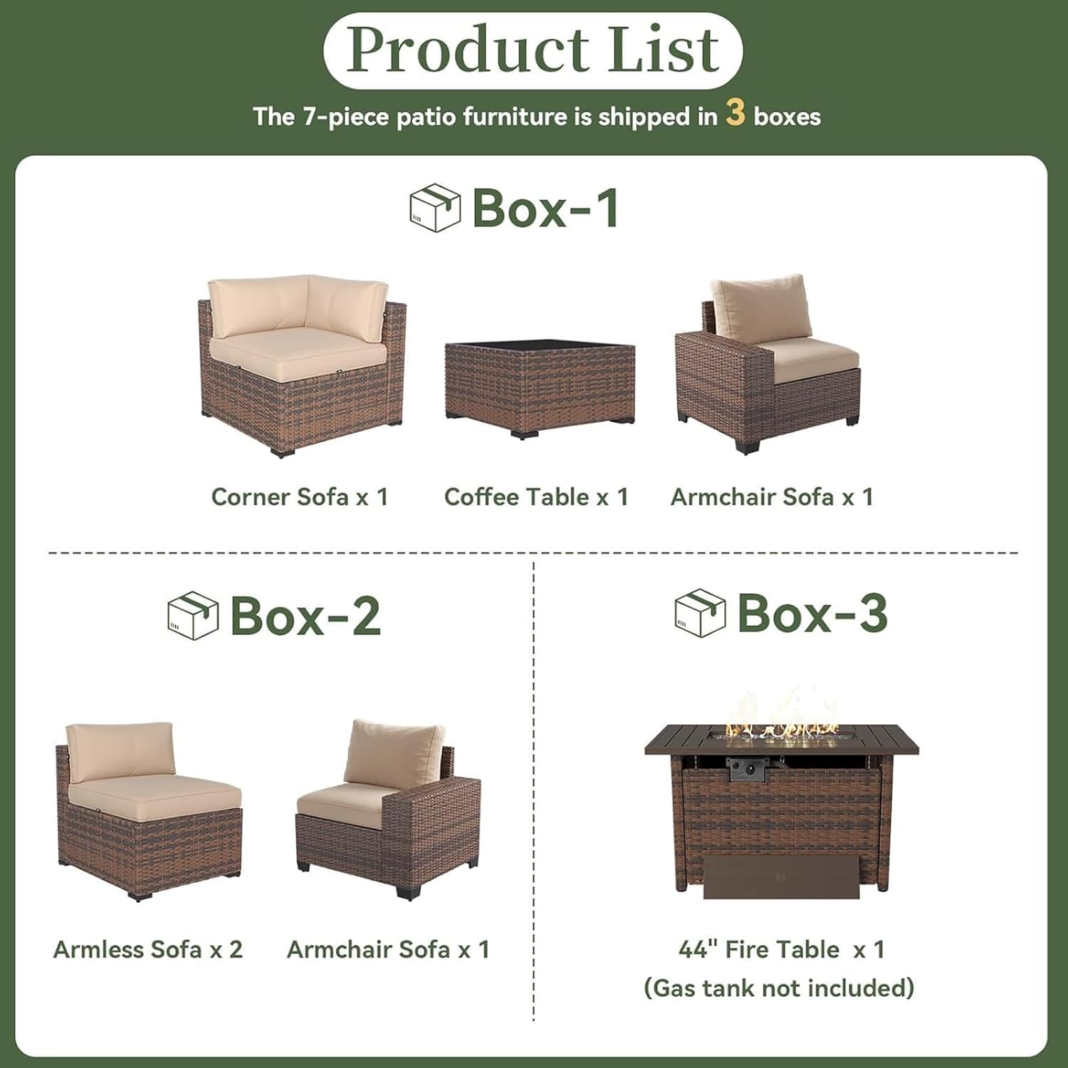 Ensemble de meubles de patio 7 - Outdoor Furniture With Fire Pit avis et prix