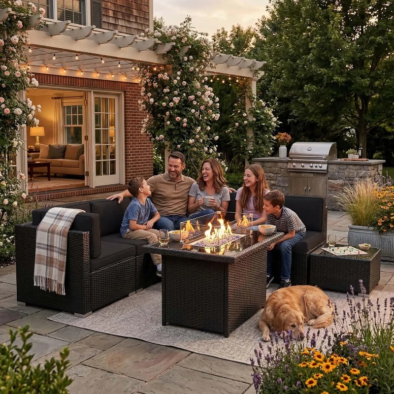 Ensemble de canapé modulaire e - Outdoor Furniture With Fire Pit avis et prix