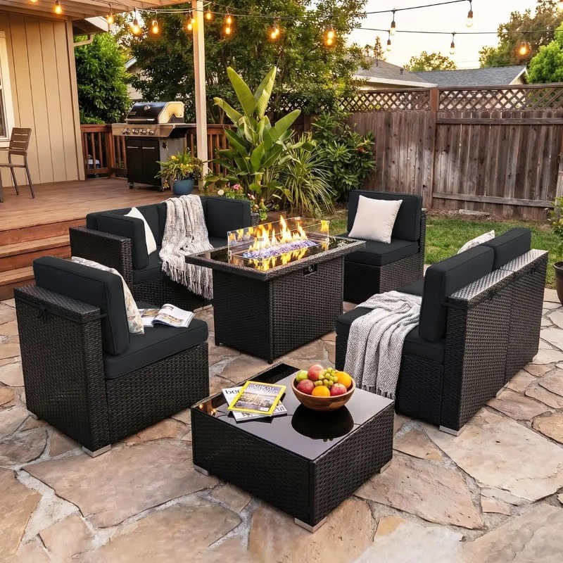 Ensemble de canapé modulaire e - Outdoor Furniture With Fire Pit avis et prix