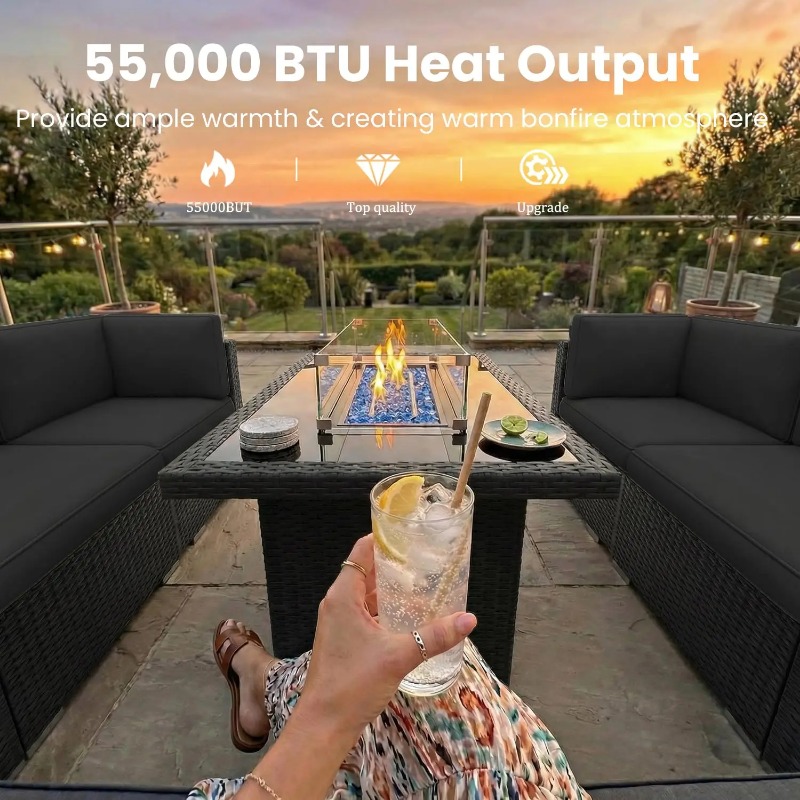 Ensemble de canapé modulaire e - Outdoor Furniture With Fire Pit avis et prix
