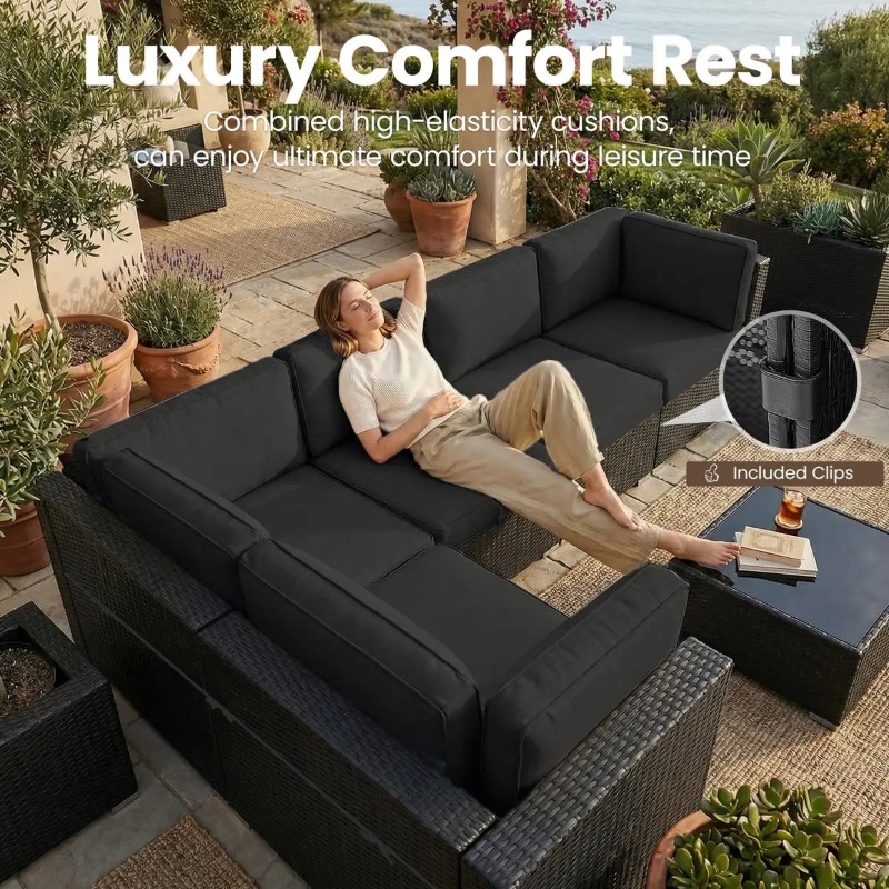 Ensemble de canapé modulaire e - Outdoor Furniture With Fire Pit avis et prix