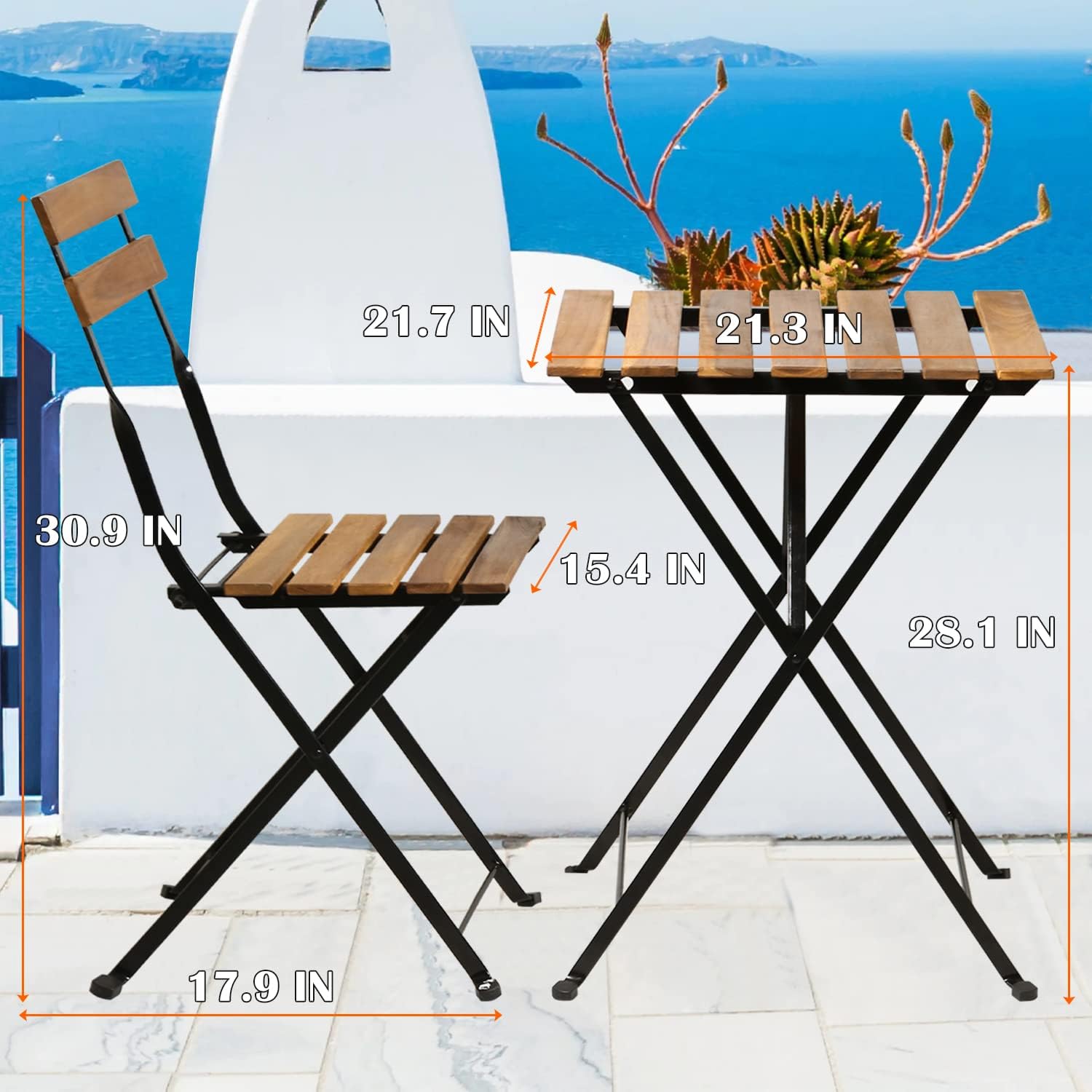 Ensemble bistrot de patio plia - Outdoor Furniture One Piece avis et prix